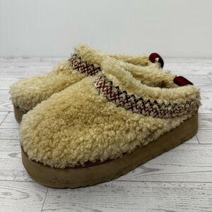 UGG Cream Sherpa Slip-On Clog with Red Accent